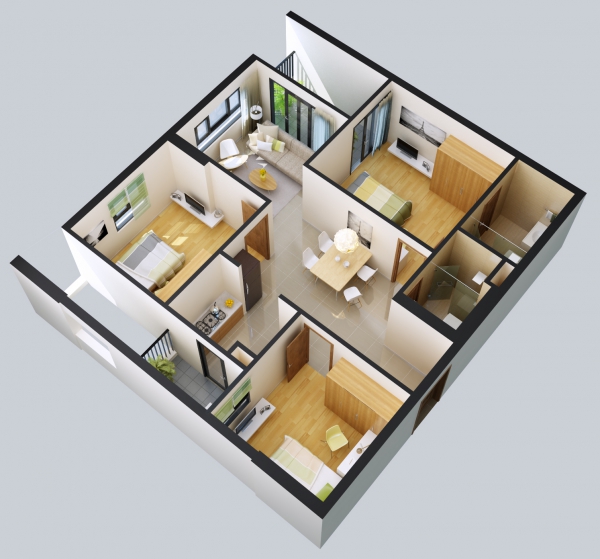 Nhà chung cư theo phong cách đơn giản nhưng hiện đại.